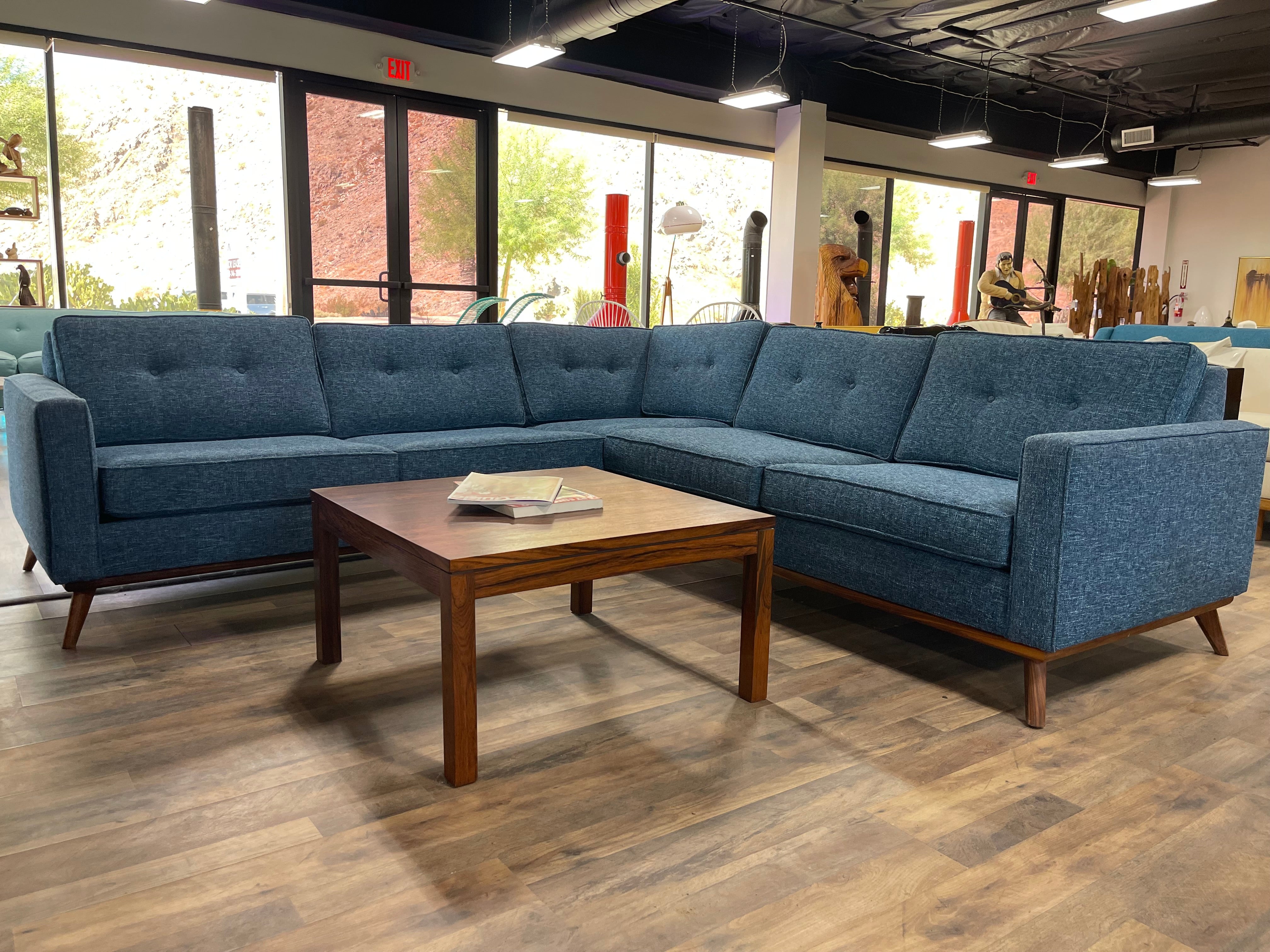 Mid-Century Modern Blue Sectional Sofa – West Coast Modern