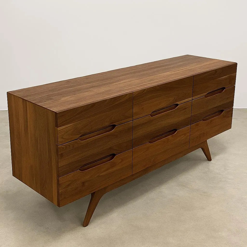 Custom Solid Walnut 9 Drawer Dresser – West Coast Modern L.A Custom Solid Walnut 9 Drawer Dresser – West Coast Modern L.A