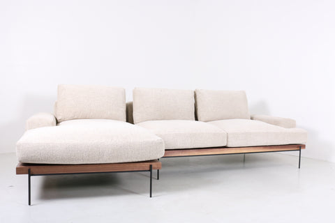 Custom "Wood-Rail" Sofa with Chaise