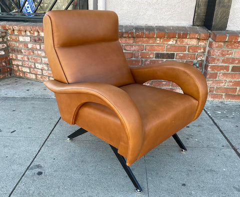 Custom “Zanuso” Leather Lounge Chair