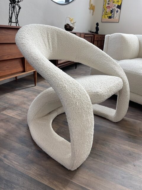 Post Modern Ribbon Style Chairs in Boucle (2)