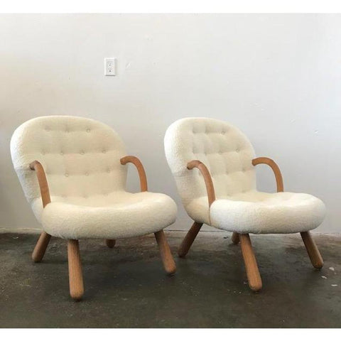 Pair of Philip Arctander Style "Clam" Armchairs