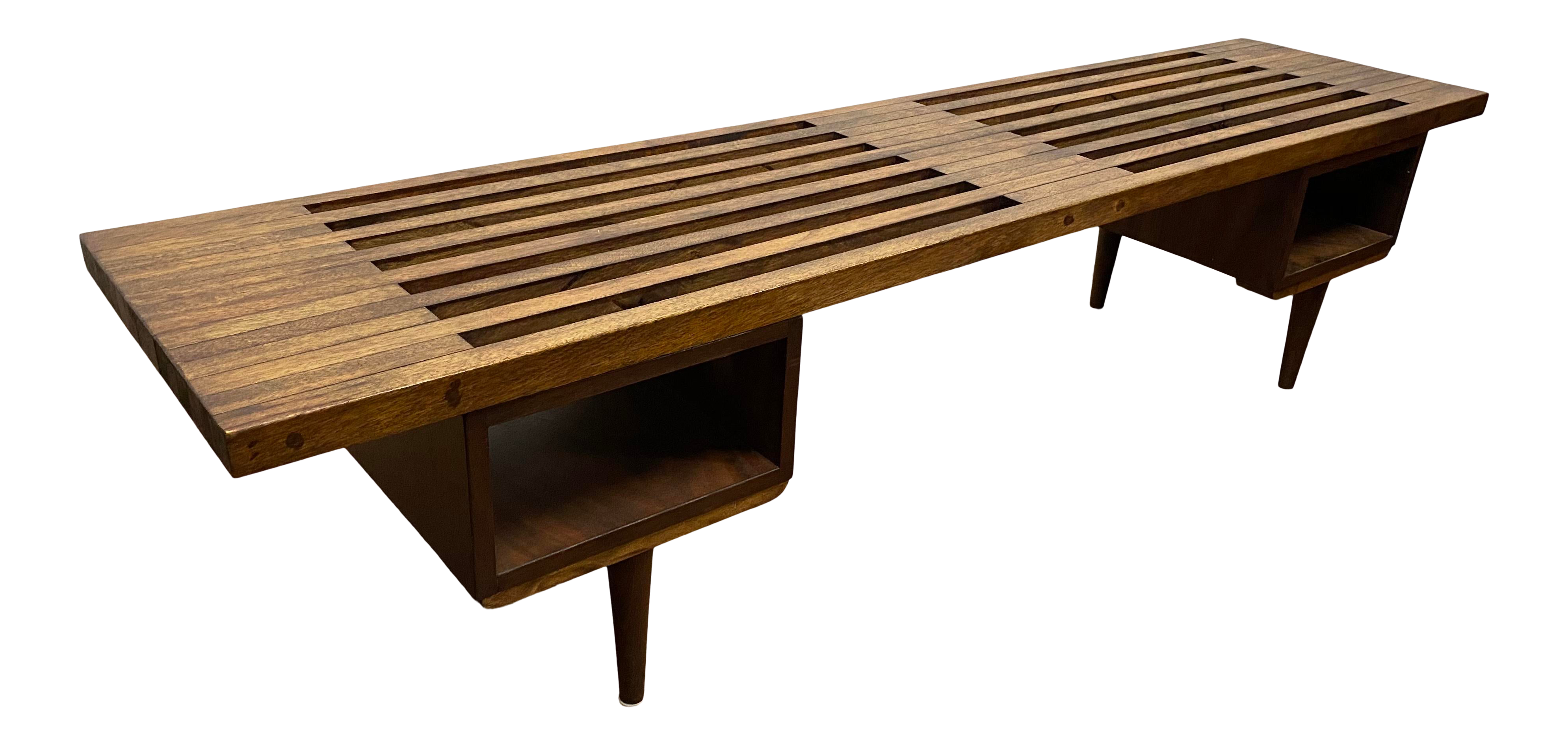 Mid Century Style Slatted Bench Table Mid Century Style Slatted Bench Table