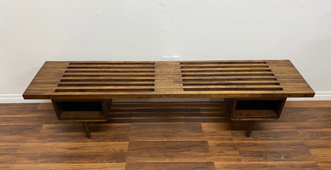Mid Century Style Slatted Bench Table Mid Century Style Slatted Bench Table