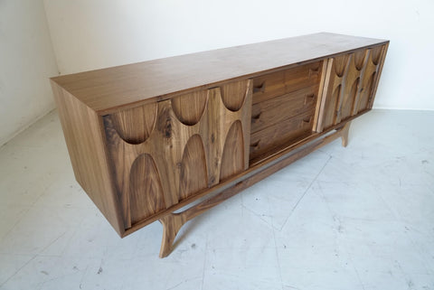 72" Mid Century "Brasilia" Style Walnut Credenza 72" Mid Century "Brasilia" Style Walnut Credenza