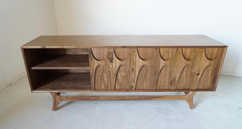 72" Mid Century "Brasilia" Style Walnut Credenza 72" Mid Century "Brasilia" Style Walnut Credenza