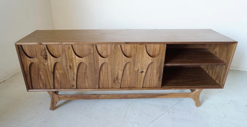 72" Mid Century "Brasilia" Style Walnut Credenza 72" Mid Century "Brasilia" Style Walnut Credenza