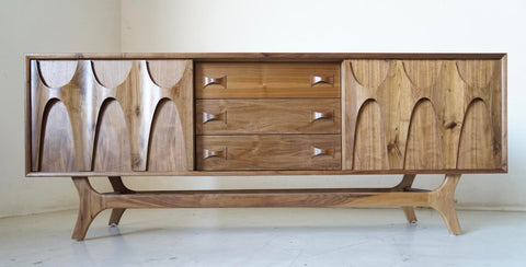 72" Mid Century "Brasilia" Style Walnut Credenza 72" Mid Century "Brasilia" Style Walnut Credenza