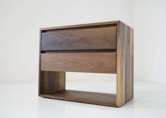 Amber Night Stand - Solid Walnut/ White Oak