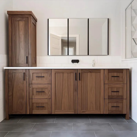 Shaker-Style Walnut Double-Sink Vanity