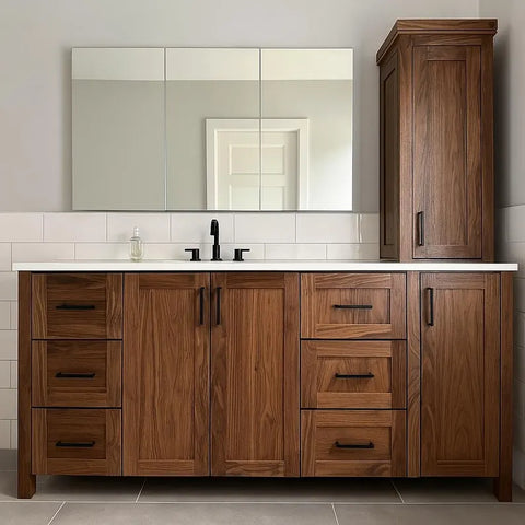 Shaker-Style Walnut Double-Sink Vanity
