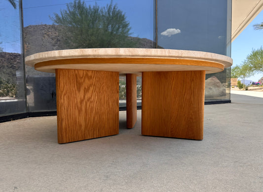 45" Travertine White Oak Coffee Table