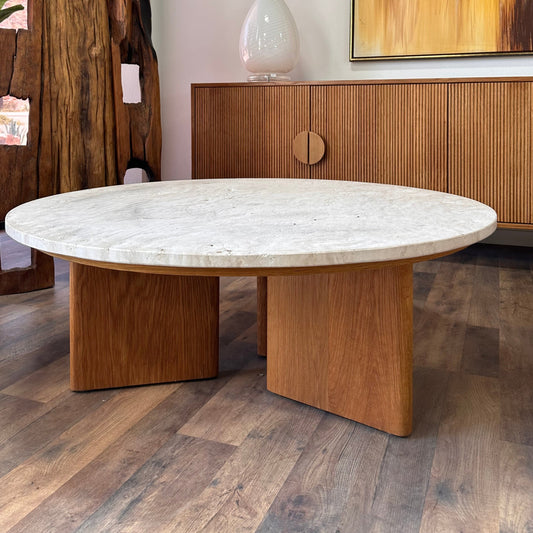 45" Travertine White Oak Coffee Table