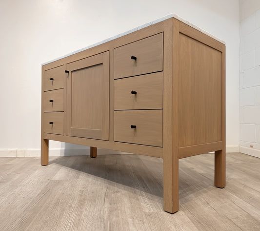 White Oak Single Sink Bathroom Vanity