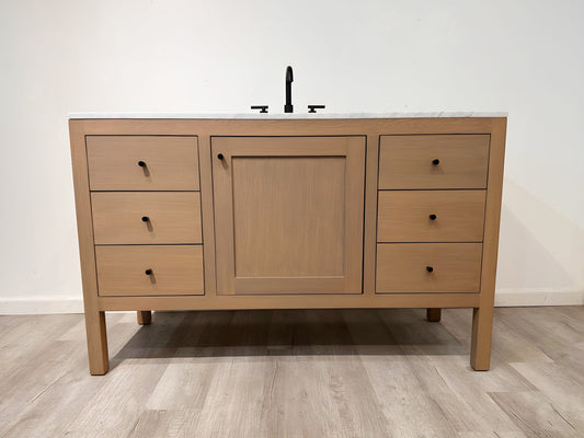White Oak Single Sink Bathroom Vanity