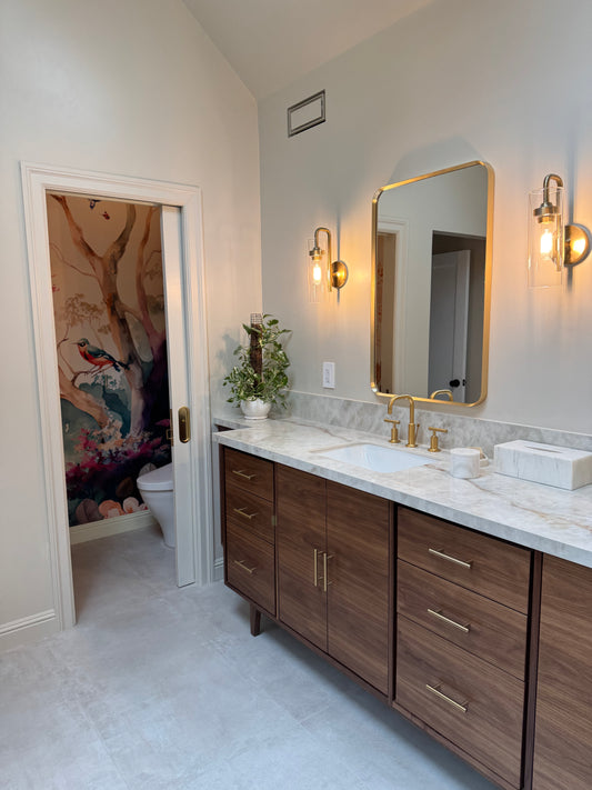 135” Walnut Double Sink Vanity