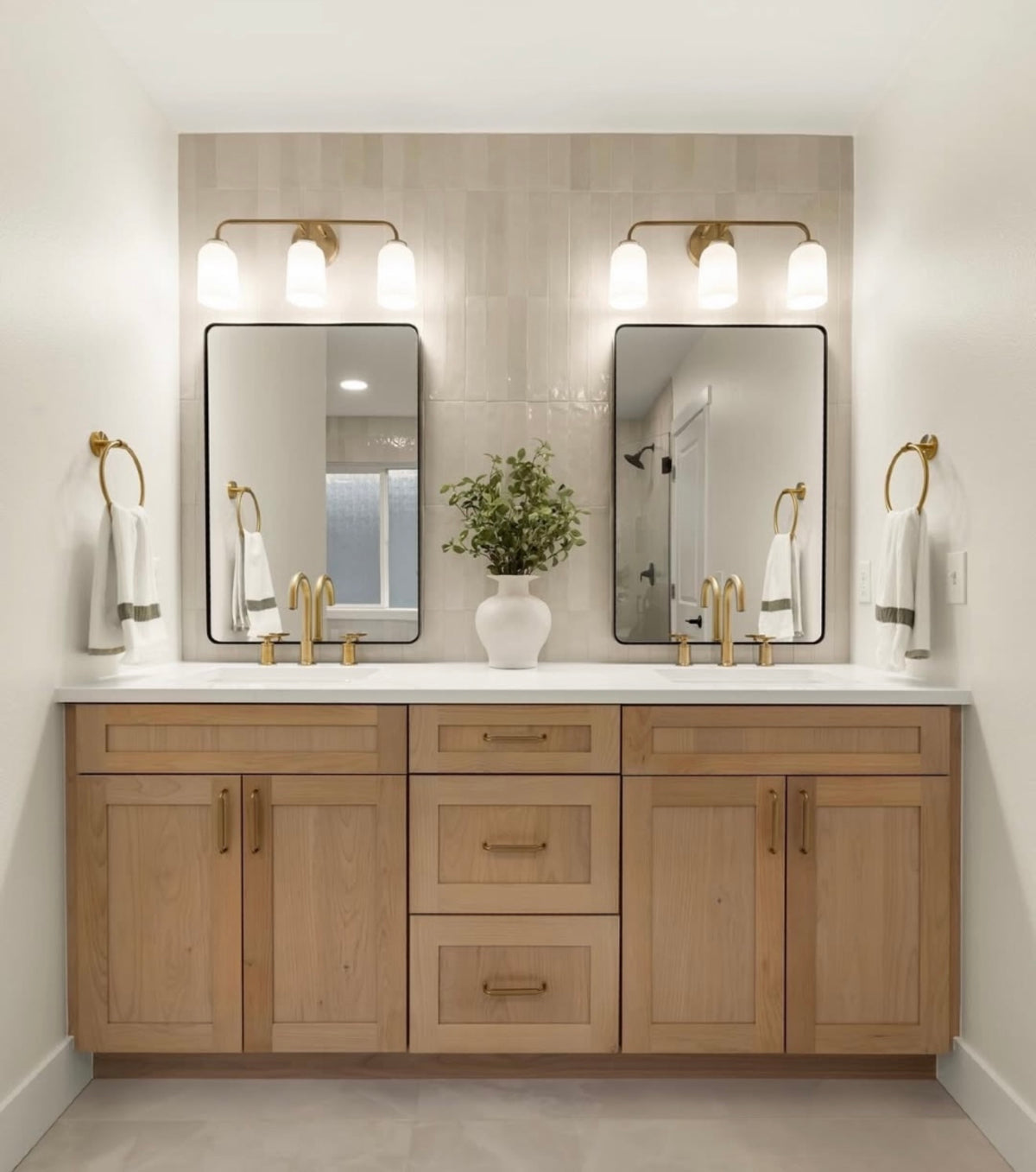 72” White Oak Double Sink Vanity – Shaker Overlay Style