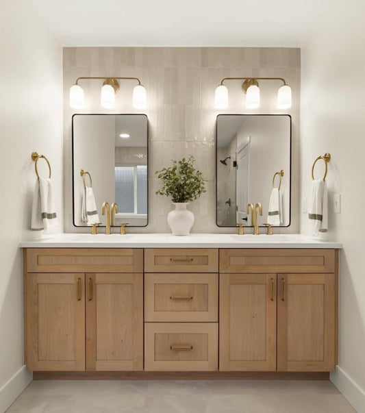72” White Oak Double Sink Vanity – Shaker Overlay Style
