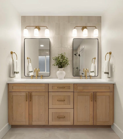 72” White Oak Double Sink Vanity – Shaker Overlay Style