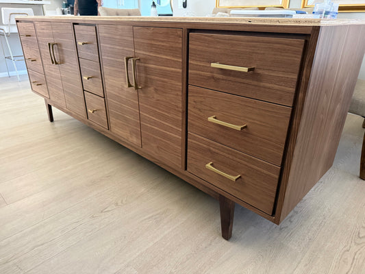 96" Double Sink Walnut Vanity | 9 Drawers