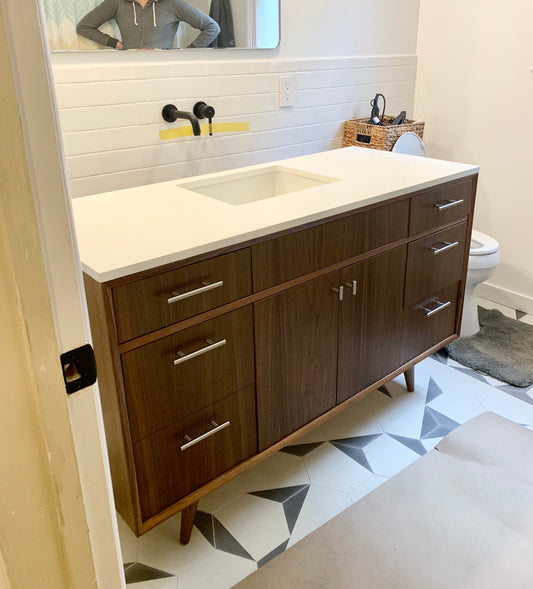 60" Custom Walnut & Brass Vanity