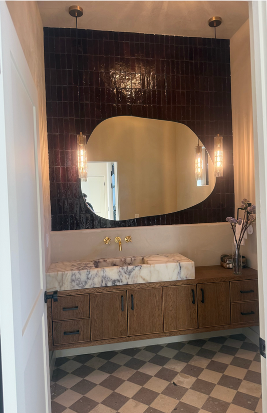 74” White Oak Beaded Floating Bathroom Vanity