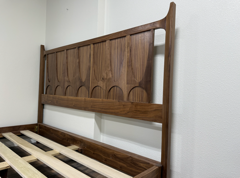 Brasilia Style Solid American Walnut King Sized Bed | Handcrafted
