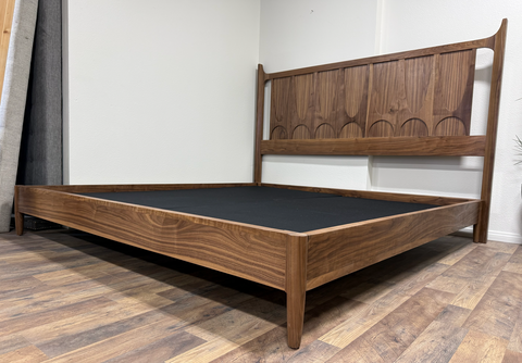 Brasilia Style Solid American Walnut King Sized Bed | Handcrafted