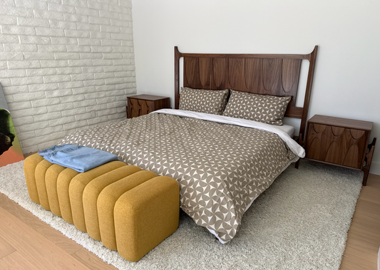 Brasilia Style Solid American Walnut King Sized Bed | Handcrafted