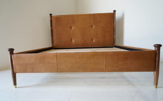 Ryder Leather and Walnut Bed