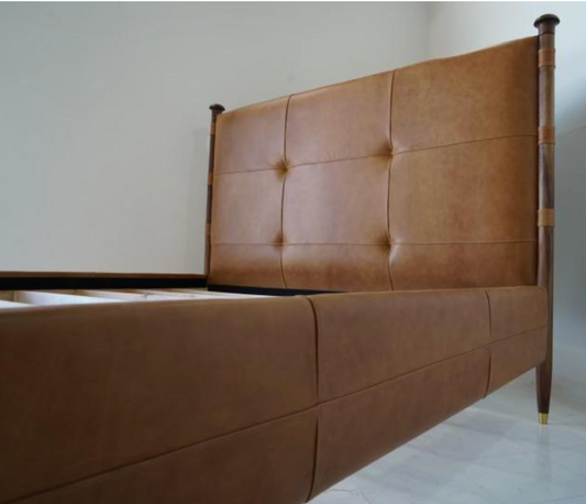 Ryder Leather and Walnut Bed