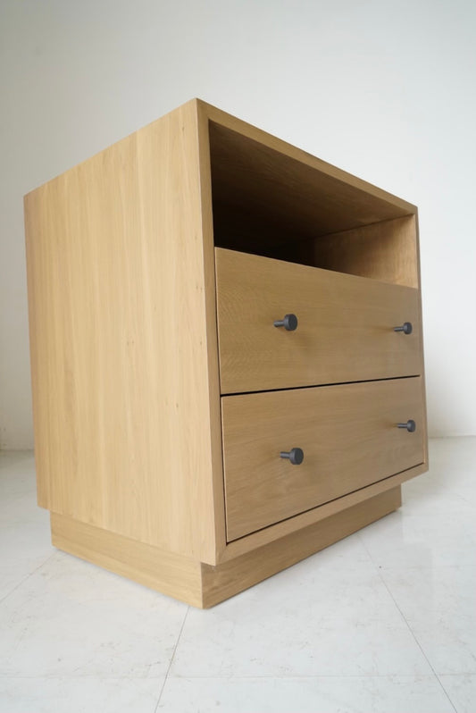 Pair of Solid White Oak Mason Nightstands with Storage Drawers