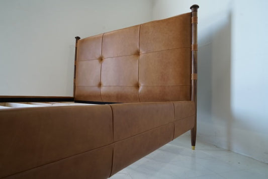 Ryder Leather and Walnut Bed