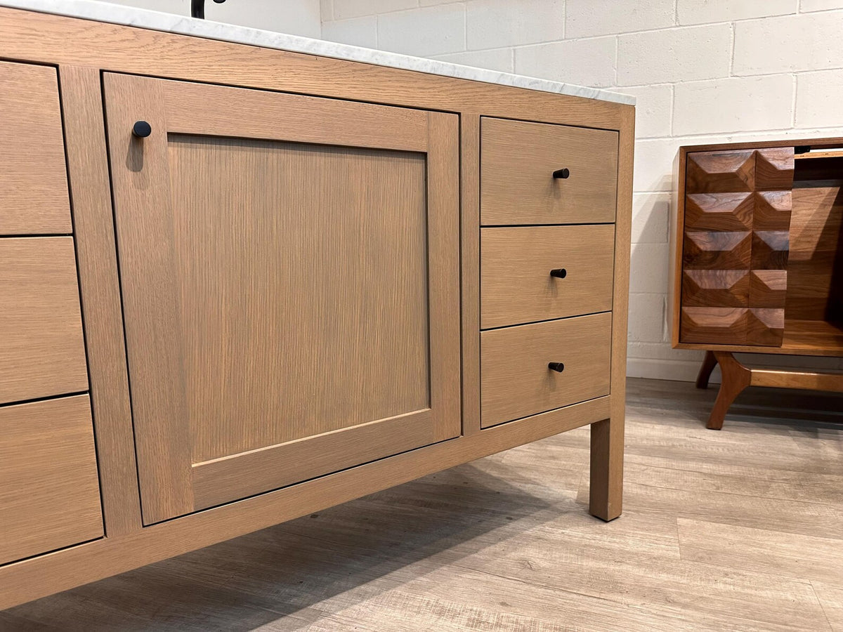 White Oak Single Sink Bathroom Vanity