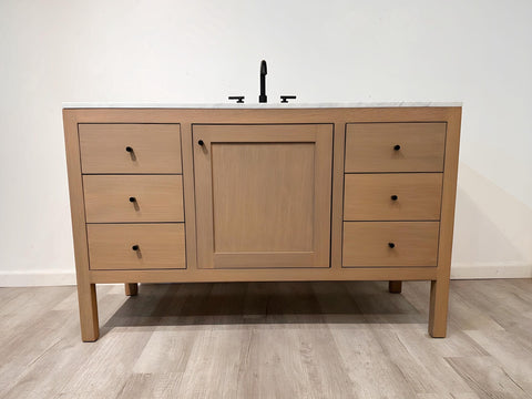 White Oak Single Sink Bathroom Vanity