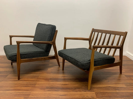 Custom "Larsen" Lounge Chairs, a pair