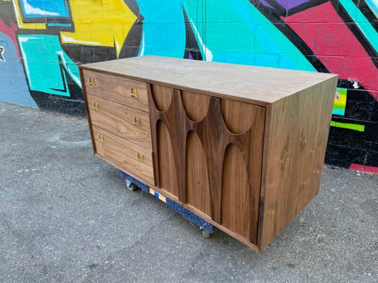 55” Walnut Single Sink Bathroom Vanity – Mid Century Brasilia Style