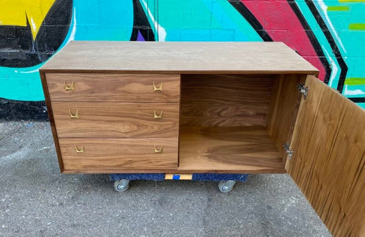 55” Walnut Single Sink Bathroom Vanity – Mid Century Brasilia Style
