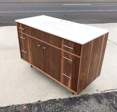 60" Custom Walnut & Brass Vanity