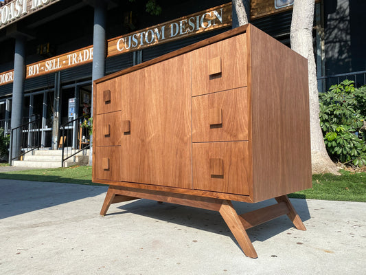 50” Walnut Cubist Vanity – Mid Century Modern Bathroom Cabinet