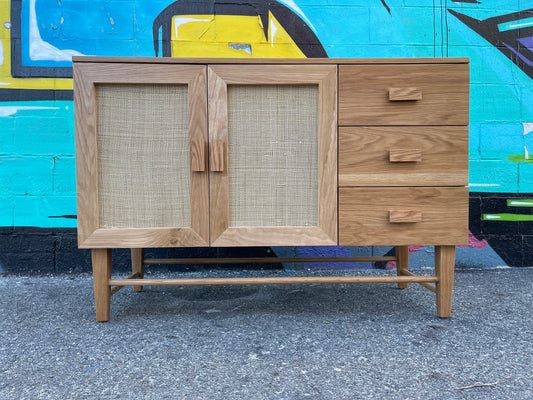 50" Mid Century White Oak Single Sink Vanity