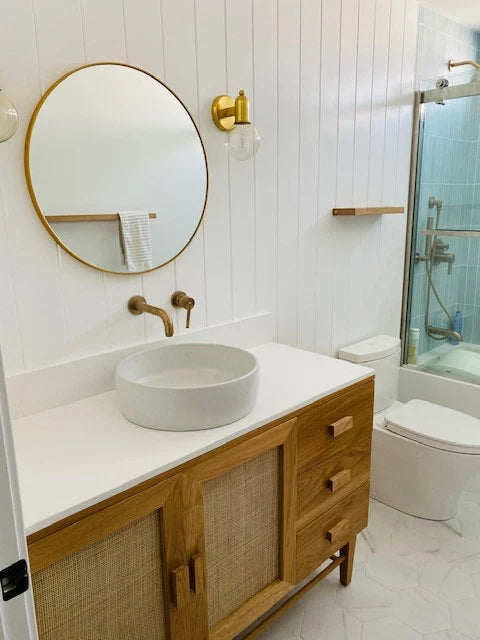 50" Mid Century White Oak Single Sink Vanity