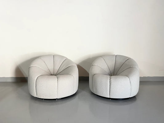 Custom Barrel Channel Lounge Chairs / Pair