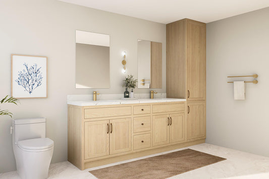 82" White Oak Shaker Inset Bathroom Double Sink Vanity