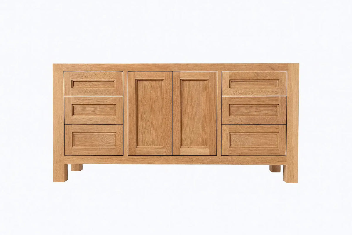 White Oak 55" Single Sink Vanity Traditional Shaker Style
