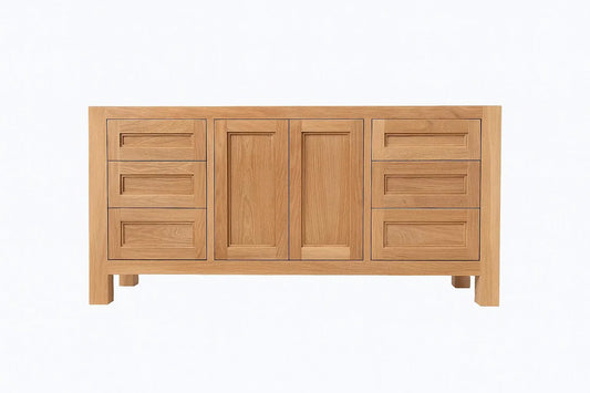White Oak 55" Single Sink Vanity Traditional Shaker Style