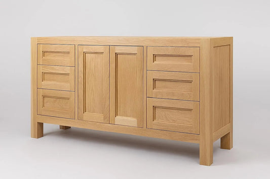 White Oak 55" Single Sink Vanity Traditional Shaker Style