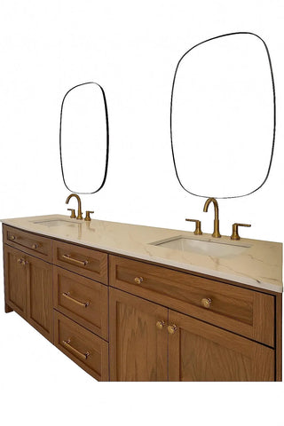 76" Shaker Style Double Sink Oak Brass Vanity