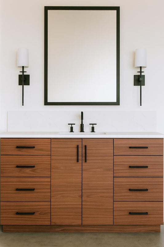 Modernist Walnut Book-Matched Single Sink Vanity