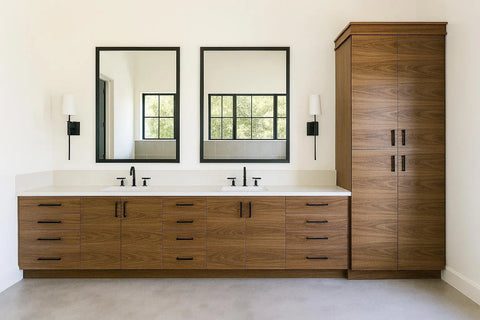 96" Modern Walnut Double Sink Vanity